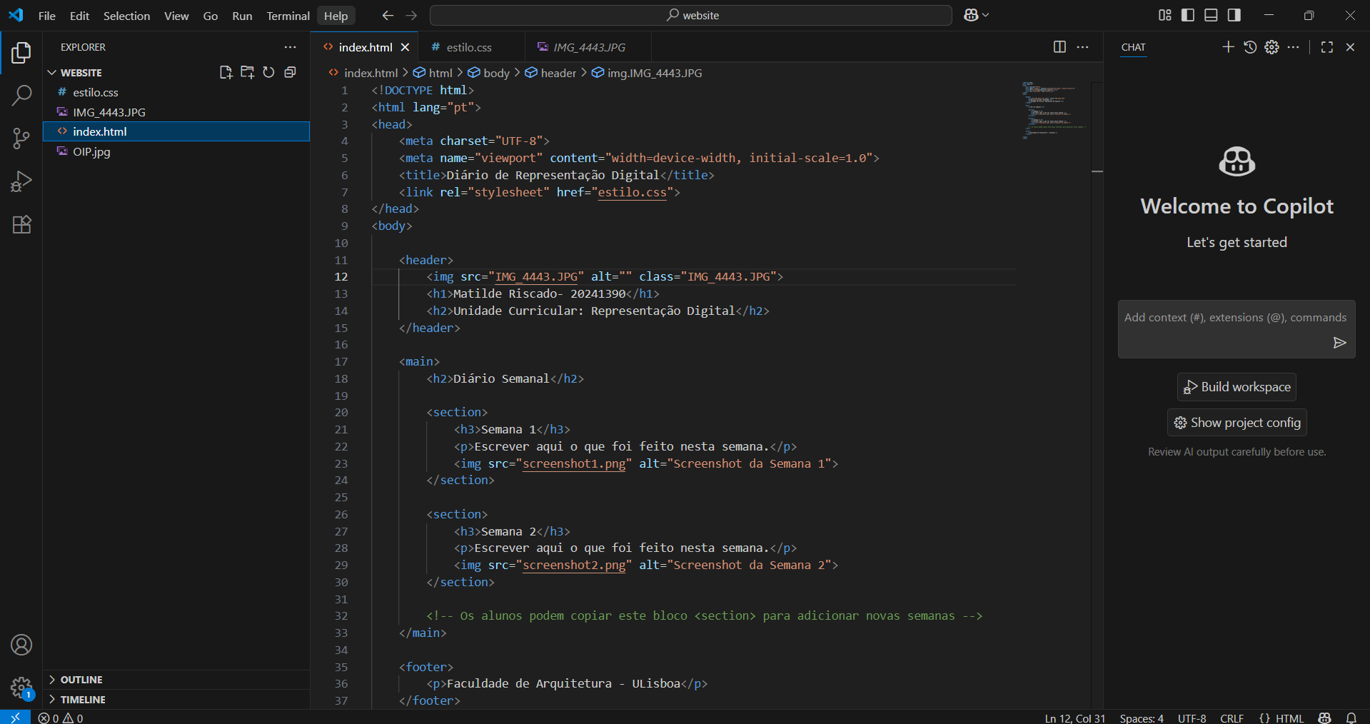 Screenshot da Semana 2